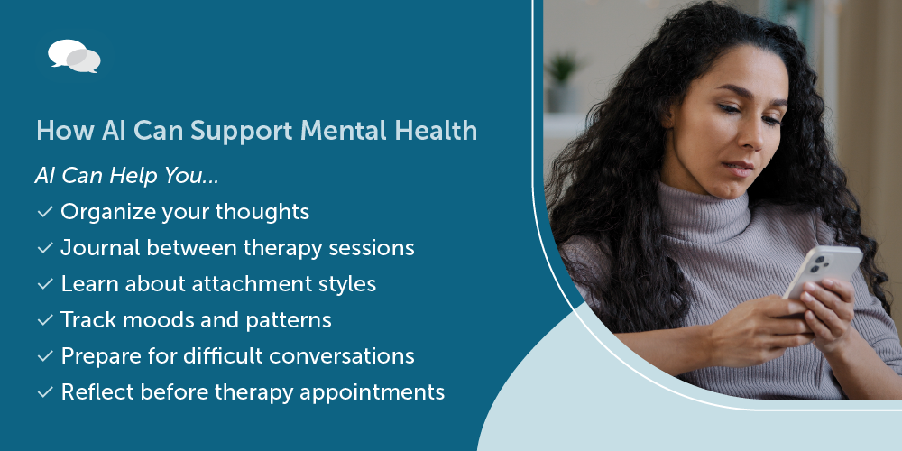 Can AI Replace Therapy Blog Graphic_Woman Reading Phone